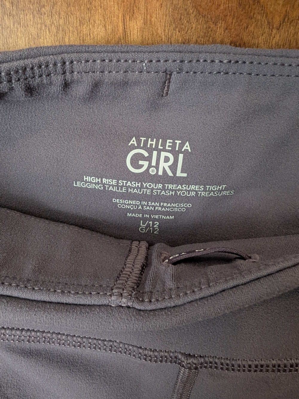 Athleta Girl High-Rise Stash Your Treasures Tight Lavender Grey L/12 - Picture 2 of 5